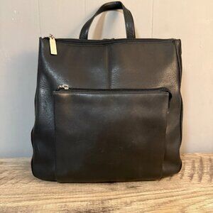 Vintage HOBO International Black Polished Leather Small Backpack 90s Y2K